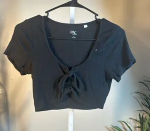 X351. PAC sun - pac cares Black Lace-Up Crop Top thumbnail 1
