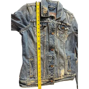 Abercrombie & Fitch Denim Highly Distressed Grunge Y2K Look Jacket Sz S thumbnail 8