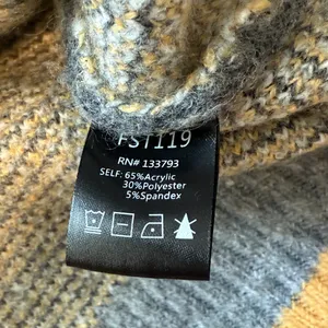 Pol gray/gold pullover plaid sweater sz S thumbnail 3