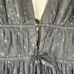 Lulus Black Swiss Dot Tulle Maxi Dress XS Ruffle Deep V-Neck Smocked Waist‎ thumbnail 8