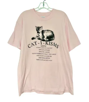 Hanes Beefy-T Cat-I-Kisms Seattle Graphic T Shirt Pink Women Large Cotton thumbnail 1