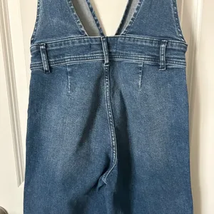 Free People Denim A-Line Overalls Cotton Blend Blue Wide Leg Size 0 thumbnail 5