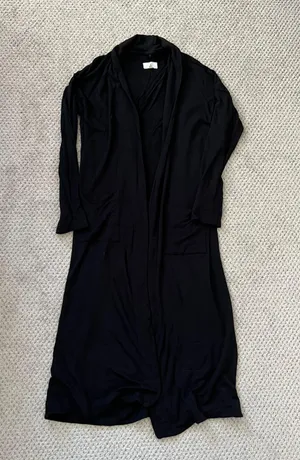 Lou & grey Open Front Long Pocket Duster Cardigan Sweater Black thumbnail 3