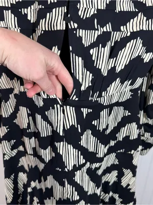 REISS Miya Ruched Long Sleeve Printed Mini Dress Size 6 black and white classy‎ thumbnail 6