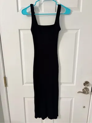Wild Fable Black Ribbed Tank Midi Dress thumbnail 2