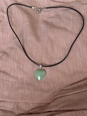 Green Heart Pendant Necklace with Black Cord thumbnail 4