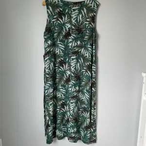 Notations Vintage Tropical Leaf Print Maxi Dress Sleeveless Green Rayon Size XL thumbnail 2