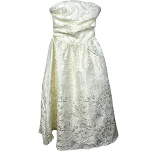 NWT Babyboo Saoirse Ivory Floral Jacquard Strapless Fit & Flare Midi Dress Sz S thumbnail 10