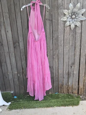 Mika & Gala Pink Halter Tiered Maxi Dress thumbnail 5