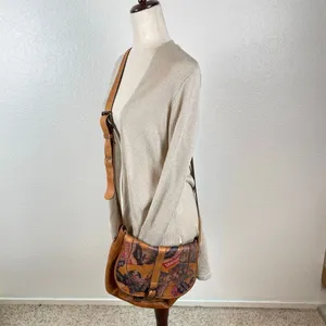 Patricia Nash Vintage‎ Patch leather saddle bag Nepali Coast Hawaii suede inside thumbnail 2