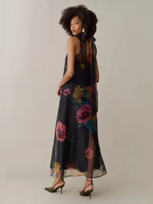NWT Few Moda Alette Dress size Large L Caara Tulip Garden black floral maxi thumbnail 4
