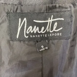 Nanette Lepore Black Faux Leather Zip Up Cropped Moto Motorcycle Jacket S thumbnail 6