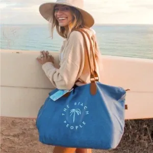 THE BEACH PEOPLE GOLD COAST Denim Blue Tote Weekender Duffel Bag thumbnail 2