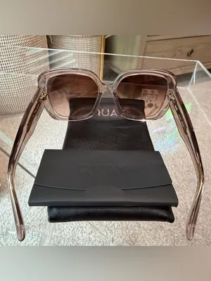Quay Australia Translucent Full Glam Oversized Square Sunglasses Brown Lense thumbnail 2