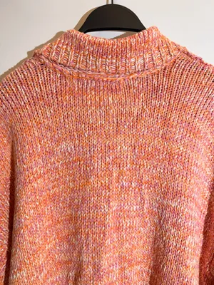 NWT Free People Orange Pink Marled Knit Oversized Button Collar Sweater M thumbnail 5