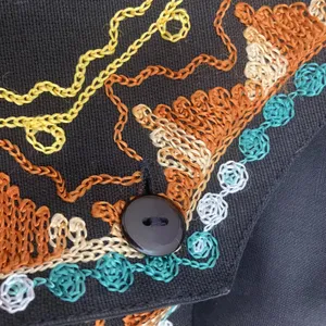 Gallagher Vintage 90s Embroidered Folk Art Cotton Flax Vest M Whimsigoth thumbnail 11