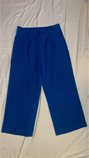 Royal Blue Pleated Wide Leg Trouser Pants XL thumbnail 6