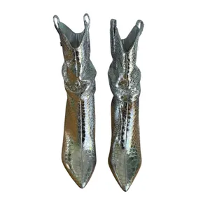 GUESS Benisa Boot Womens 6.5 M Silver Croc Stiletto Heel Western NWOT Slouchy thumbnail 4