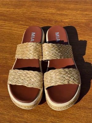 MIA Raffia Platform Slide Sandals Women’s Size 10 Tan Woven Summer thumbnail 2