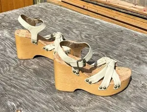Kork-Ease Women's Dawson Wedge Platform Sandals Off White‎ Size 8 thumbnail 1