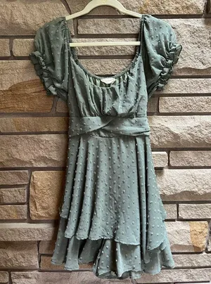 Altar’d State Haisley Layered Crossover Romper Sage Green Swiss Dot XL thumbnail 12