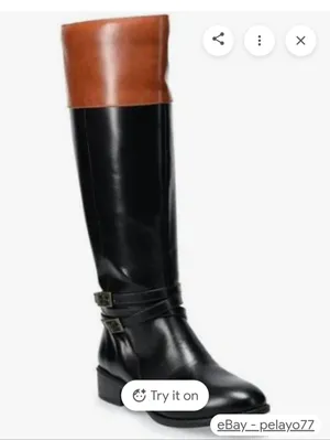 SO Trixie Womens Two Tone Black Brown Riding Knee Boots Size 6 Wide Calf NEW thumbnail 2