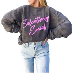 Lulusimon Studio Selectively Social Corded Oversized Boyfriend Sweatshirt L thumbnail 1