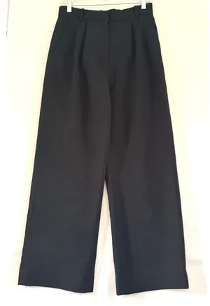 Abercrombie & Fitch Sloane Tailored Wide Leg Pants Black Pleated High‎ Rise 28/6 thumbnail 1