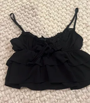 Black Target Cropped Tank Ruffle thumbnail 1