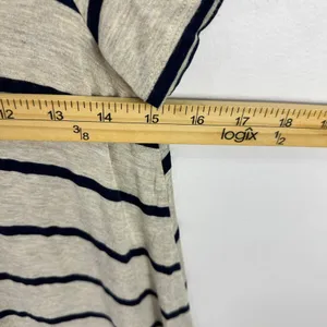 Show Me Your Mumu Tunic Top Womens XS Oatmeal Navy Blue Striped Short Sleeve thumbnail 4