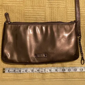 Nine West beautiful brown handbag with flowers & ruffles details on front EUC thumbnail 5