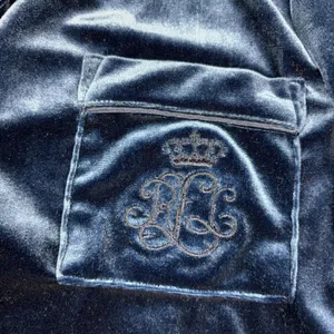 Lauren Ralph Lauren Pajama Top Womens Small Blue Velour Black Label Sleepwear thumbnail 5