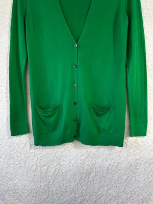 Gap Womens Green V-Neck Button Front Cardigan Sweater Size M Buttons Cotton thumbnail 3