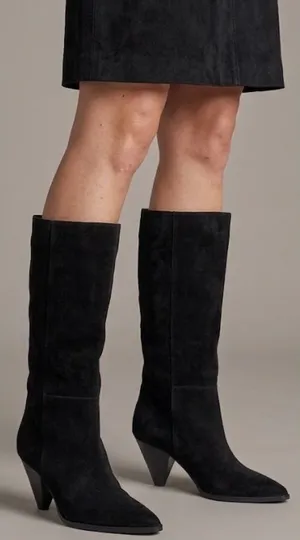 Nine West Womens Black Suede Pointed Toe Cone Heel Knee High Boots Size 9.5M thumbnail 1