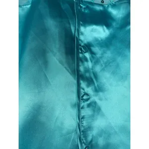 Aqua Blue Satin Feel Sleeveless Button Lace Top Shorts Pajama Set 1XLT thumbnail 7