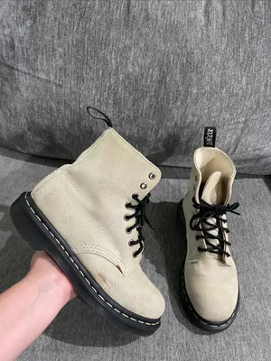 Dr. Martens Page Mix Canvas Combat Boots Size 8 thumbnail 3