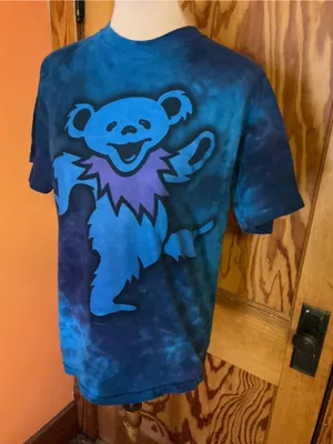Liquid Blue Grateful Dead Dancing Bear Blue Tie Dye T Shirt Medium thumbnail 8