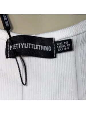 PrettyLittleThing White Ribbed Crop Tank Top Women’s US 12 NWT thumbnail 6