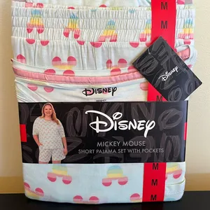Disney Womens Short Pajama Set with Pockets Aqua in color thumbnail 2