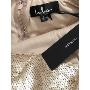 Lulus The Best Part Matte Gold Sequin Maxi Dress size Small NWT thumbnail 7