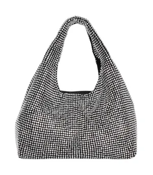 I.N.C. International Concepts Rhinestone Pewter Hobo Mini Purse thumbnail 1