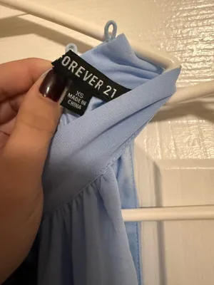 Forever 21 Light Blue Chiffon Sleeveless Ruffle Dress XS thumbnail 2