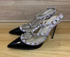 Valentino Garavani Rockstud 100 Two-Tone Patent Leather Pumps - Size 38 thumbnail 1