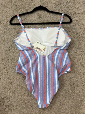 Jessica Simpson Women's Red White And Blue One Piece Swimsuit Tie Waist thumbnail 2