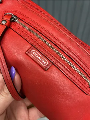 Coach Vintage Y2K Coral Red Leather Double Zip Wristlet Wallet Clutch Organizer thumbnail 4