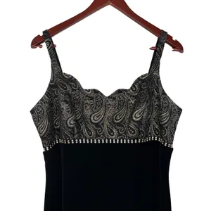 Vintage Betsy & Adam Dress 12 Black‎ Gold Velvet Formal Whimsygoth Paisley 90s thumbnail 3