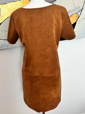Ivy & Leo Classic Brown Suede-Effect Midi Dress thumbnail 2