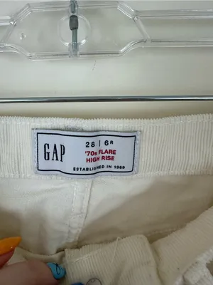 GAP Cream Corduroy 70's Flare High-Rise Pants Size 6R Women's thumbnail 4