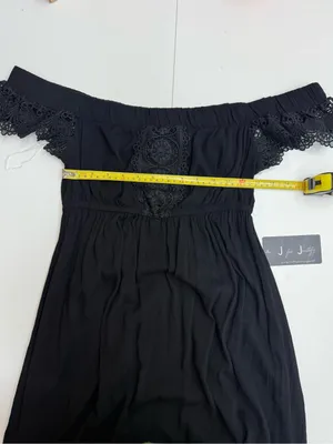 J for Justify Black One-Shoulder Maxi Dress with Crochet Trim Size M thumbnail 8