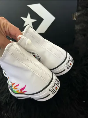 CONVERSE Chuck Taylor all star hi top rainbow flames shoes sneakers sz 8 new thumbnail 5